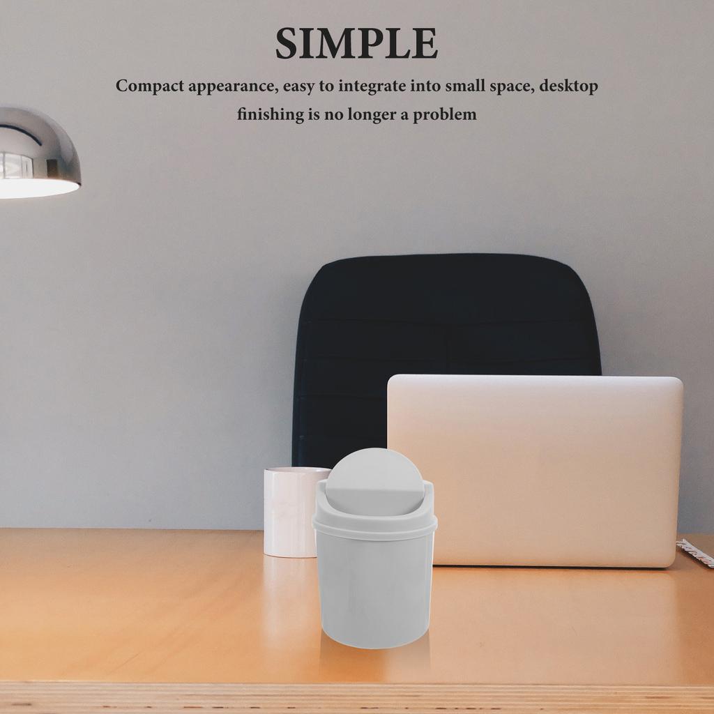 Mini Desktop Trash Can Swing Lid 2L Small Trash Bin for Desk Bedroom Office Vanity Compact Waste Bin Modern Small Garbage Can