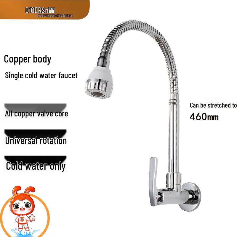 De er Single Cold All-Copper Kitchen Faucet