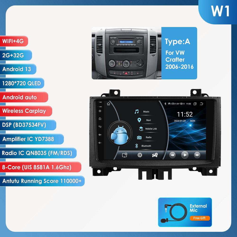 OSSURET Car Radio for Benz Sprinter Volkswagen Crafter 2006 - 2016 Wireless Carplay Android Auto Multimedia GPS Autoradio 360 Cam SWC BT