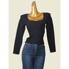 Foreign Trade Brand Water Drop Collar Bandage Knitted Top Western Style Gyaru Thread High Waist Long Sleeve Inner Wear Bottoming Shirt
