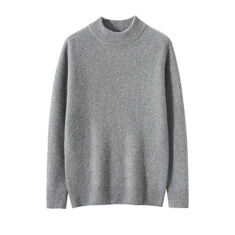 100 Pure Cashmere Shirt Men's Semi-turtleneck 7-pin Front and Back Needle Thickened Cashmere Knitted Sweater
