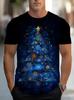 3D-Druck Herren Weihnachts-Nikolaus Schneeflocken-Print T-Shirt Lässiger Rundhals-Pullover Kurzarm Weihnachten T-Shirts Kleidung