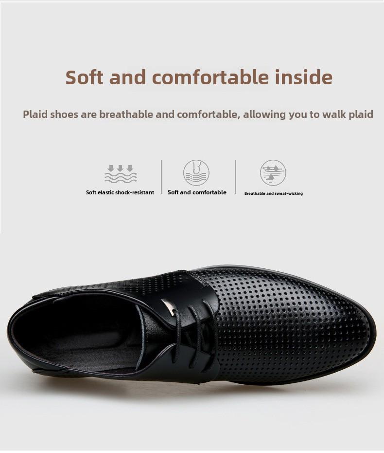 Men's Large Size Breathable Cowhide Leather Formal Shoes, Sizes 45-46, Lace-Up Casual Business Style.