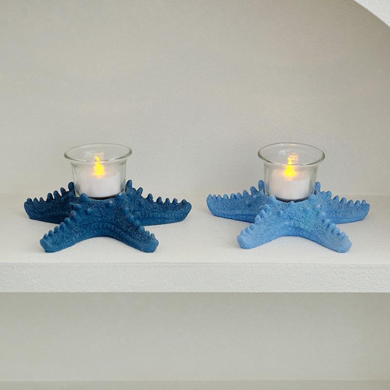 1Pc Sea Star Statue Tealight Resin Holiday Beach Creative Tabletop Decorative Candle Holder Starfish