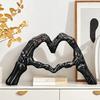 Skeleton Hands Heart Sculpture Gothic Love Gesture Statue Resin Heart Shape Skeleton Finger Gesture Figurine for Halloween Home Decor Gift