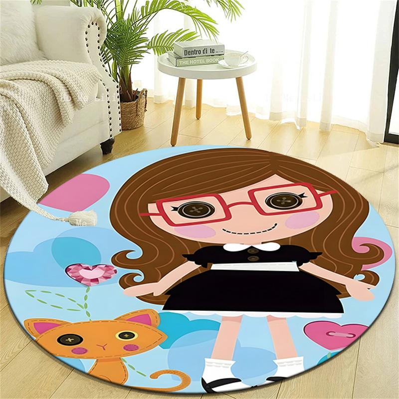 1pc Lalaloopsy4 Design Printed Area Round Carpet for Bedroom Living Room Home Decor Rugs Mat Non Slip Mat Rug for Bedside