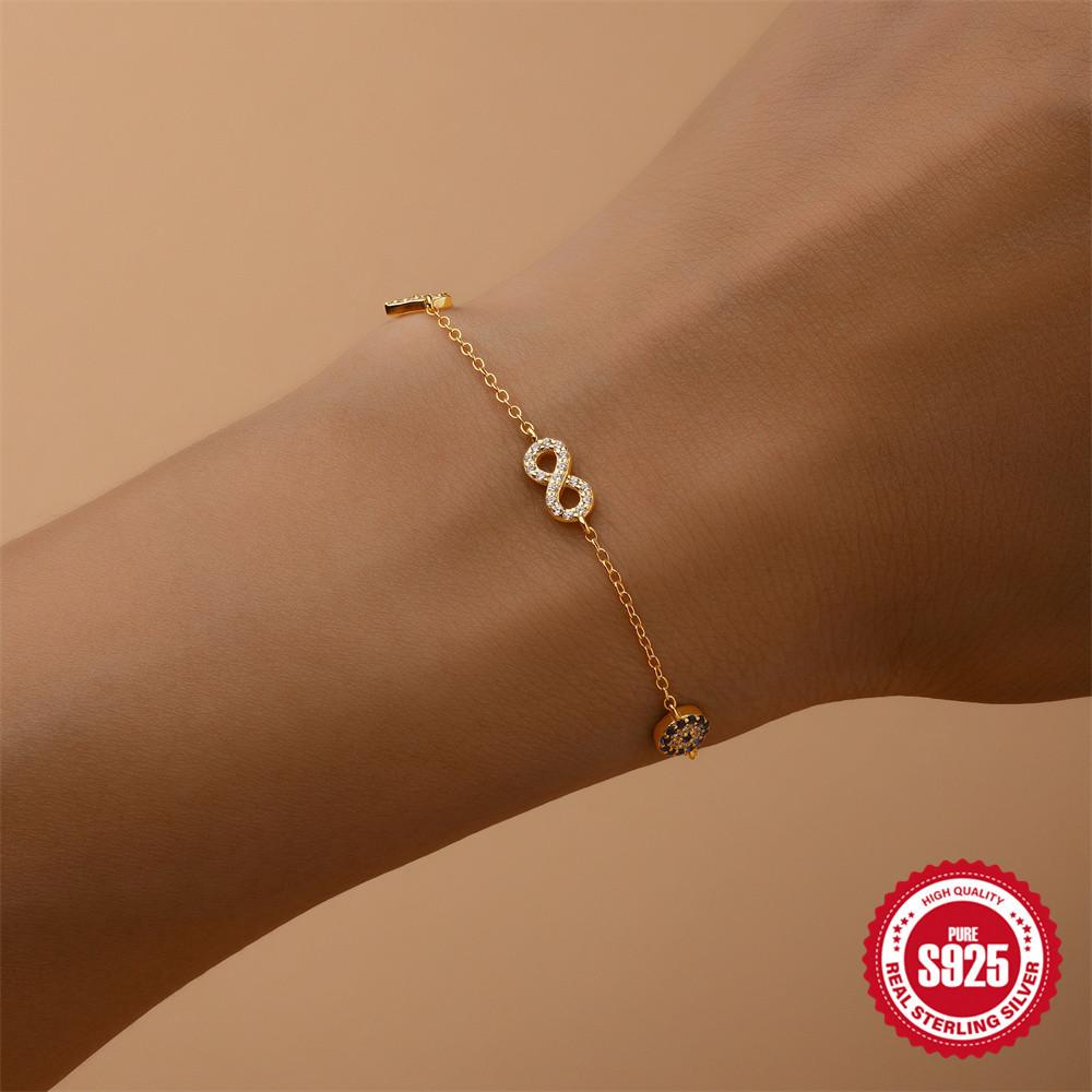 S925 Sterling Silver Daily Pedo Element Love/Infinite Loop Demon'S Eye Versatile Bracelet Bracelet