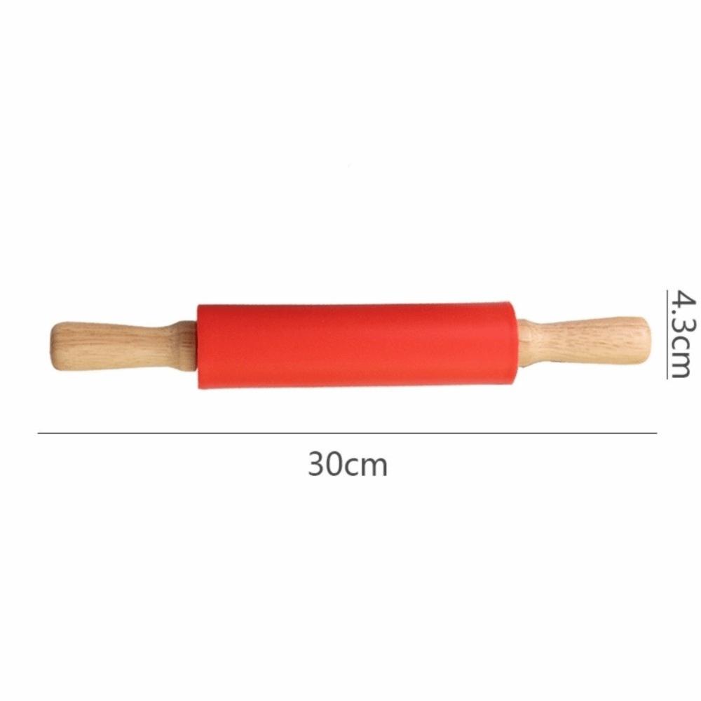 Multicolor Pastry Dough Roller Wooden Handle Flour Roller New Silicone Rolling Pin Cooking Utensil