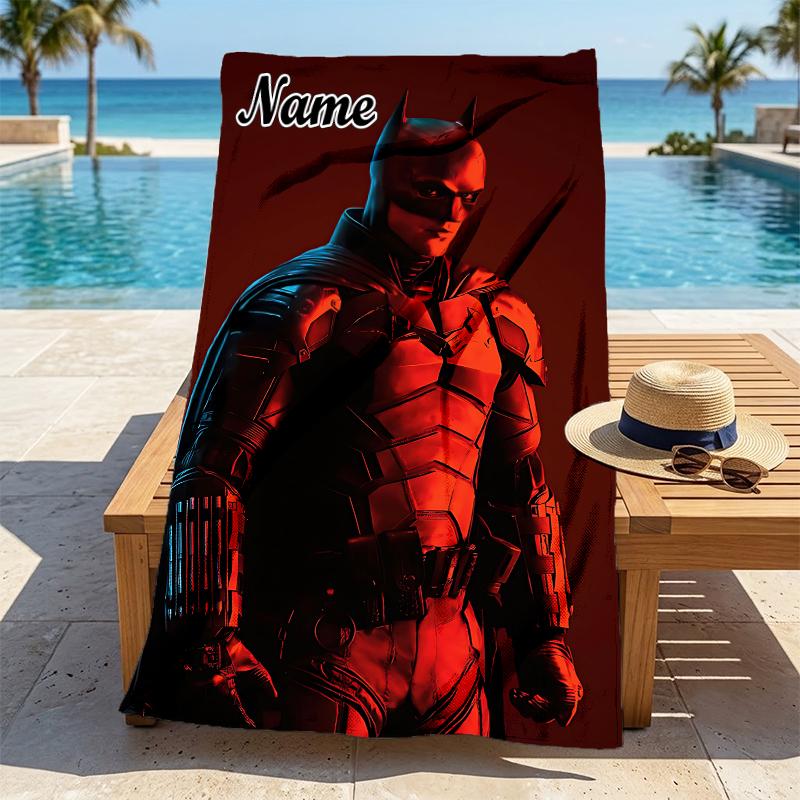 Custom Name Batman Saga Stylish Digital Printing Beach Towel Quick‑Drying Absorbent Blanket for Beach Pool Gym Travel