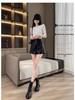 Women's 2025 High-Waisted Black PU Leather A-Line Bootcut Shorts - Slimming and Stylish for Spring, Autumn, and Winter.