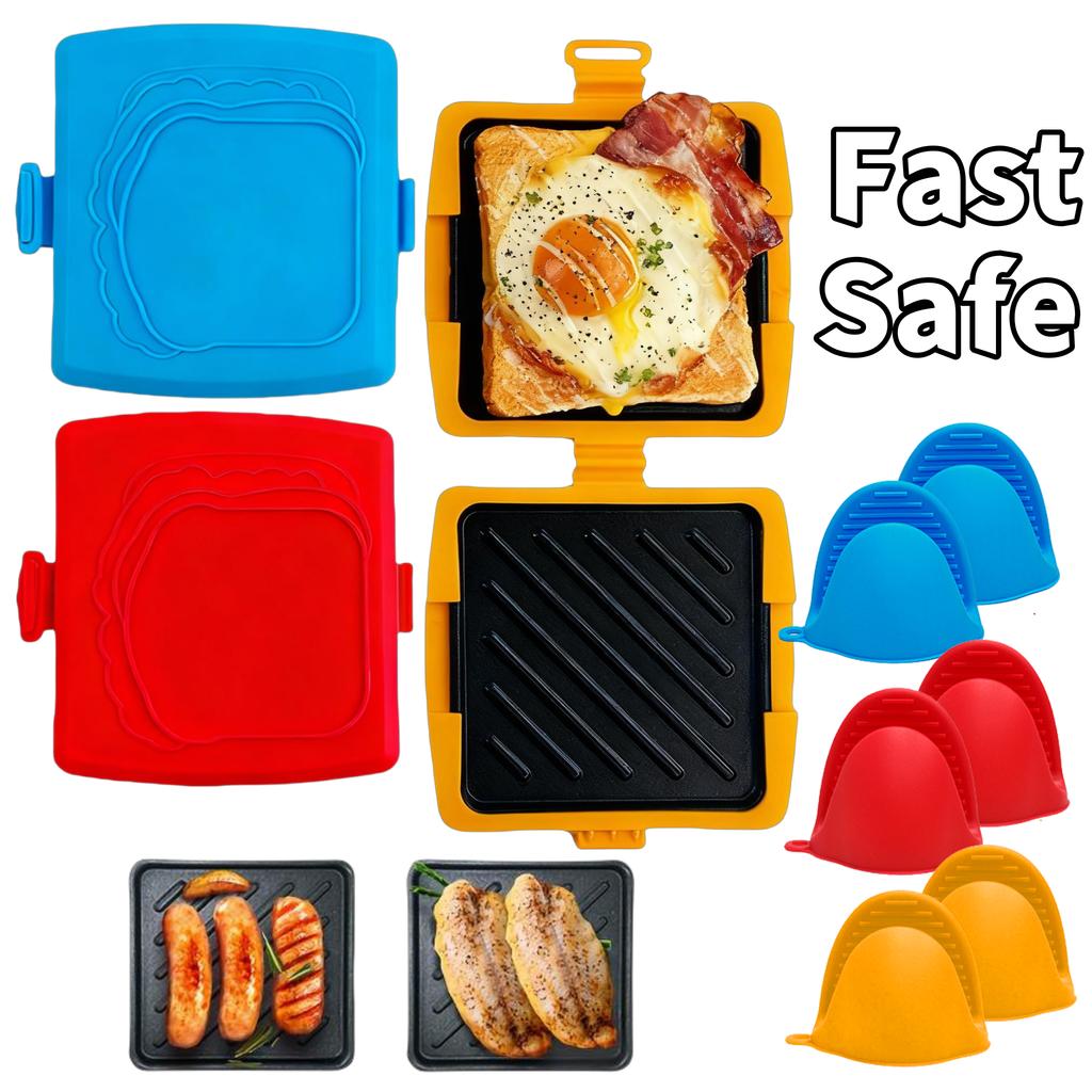 Mikrowellen-Sandwichmaker Ofen Toaster für schnelles Frühstück Brot Steak Würstchen Backblech Lebensmittelqualität Küche Toast Grillpfanne