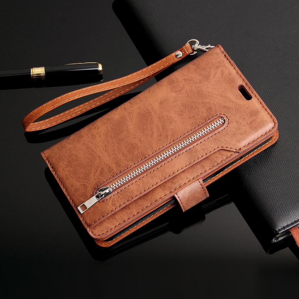 Multi-Function Leather Phone Case for iPhone 14, 13 Pro, Samsung S23U with Nine-Carat Zipper