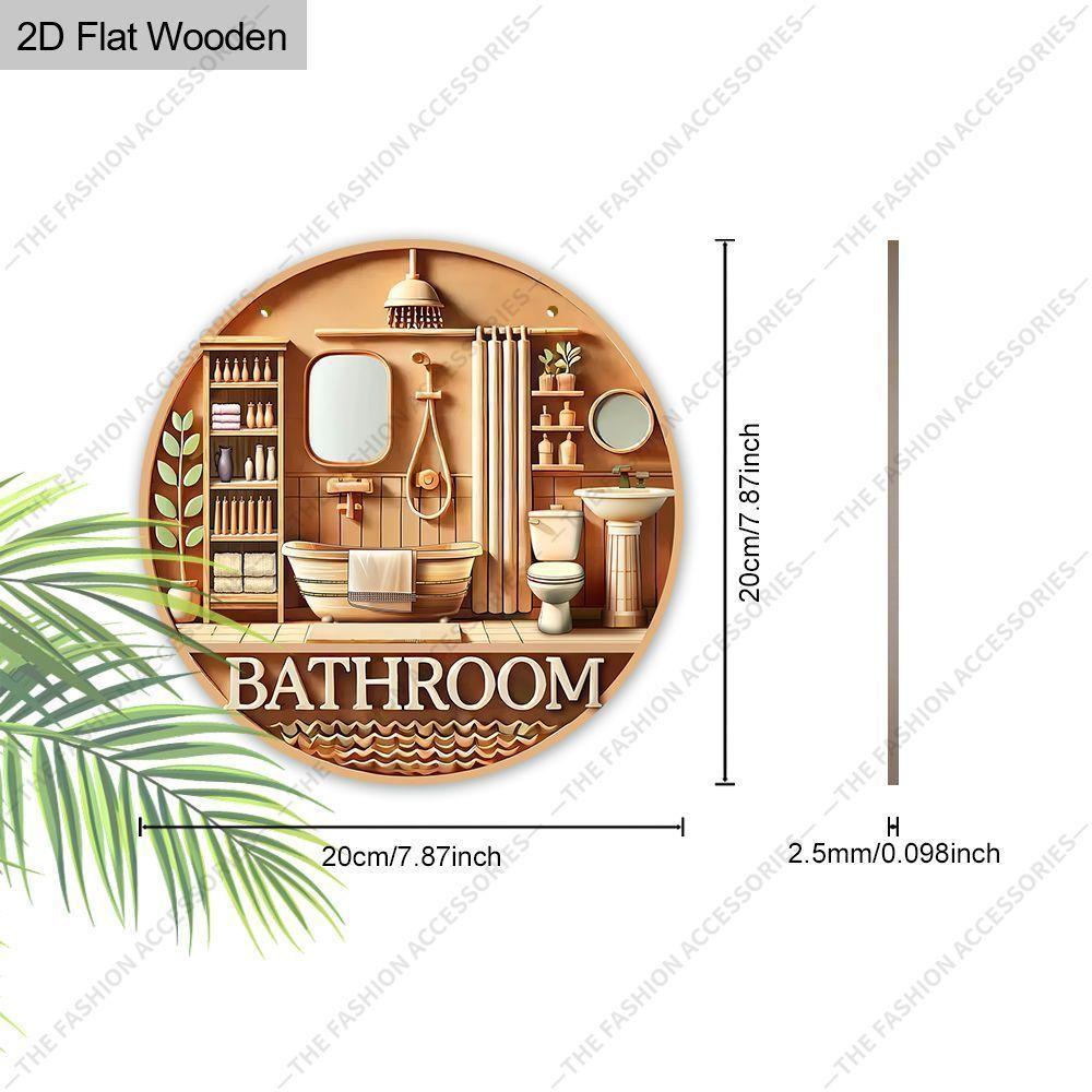 Płaski drewniany znak 2D do zawieszenia, dekoracja ścienna do domu, dekoracja łazienki, prezenty na parapetówkę dla przyjaciół, wzory łazienkowe
