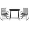 vidaXL 3-tlg. Garten-Essgruppe Schwarz PVC Rattan