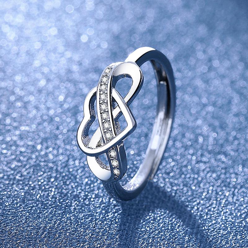 European & American Style Heart-Shaped Zircon Ring for Women - Figure 8 Design