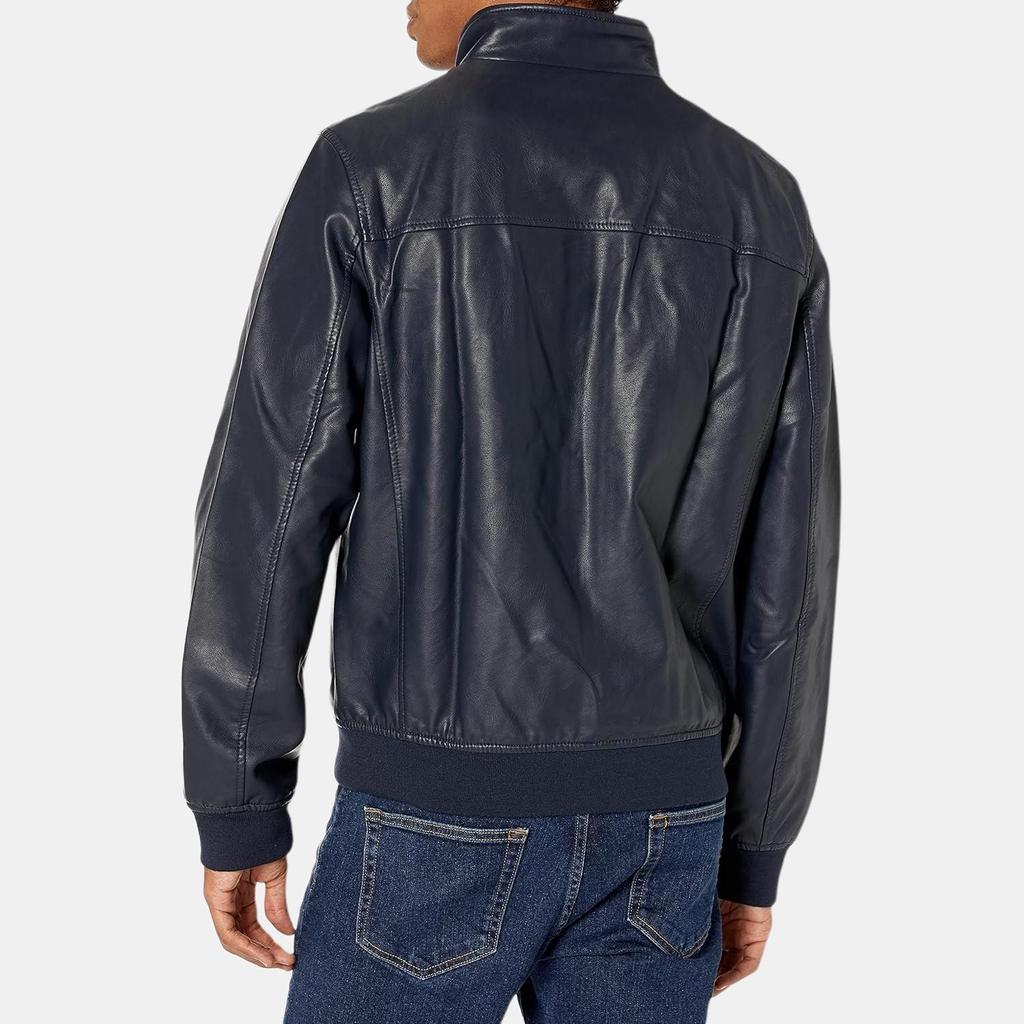 Tommy Hilfiger Moda Informal Simple Versátil Chaqueta de Cuero Chaquetas para Hombre 156AU381-NVY