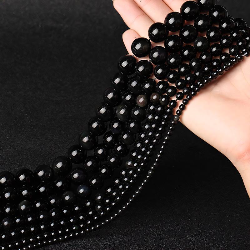 

Натуральный обсидиан Уцзинь черного цвета класса 7A, рассыпные бусины для изготовления украшений своими руками и аксессуаров ручной работы 10MM/strand [about 38 beads]