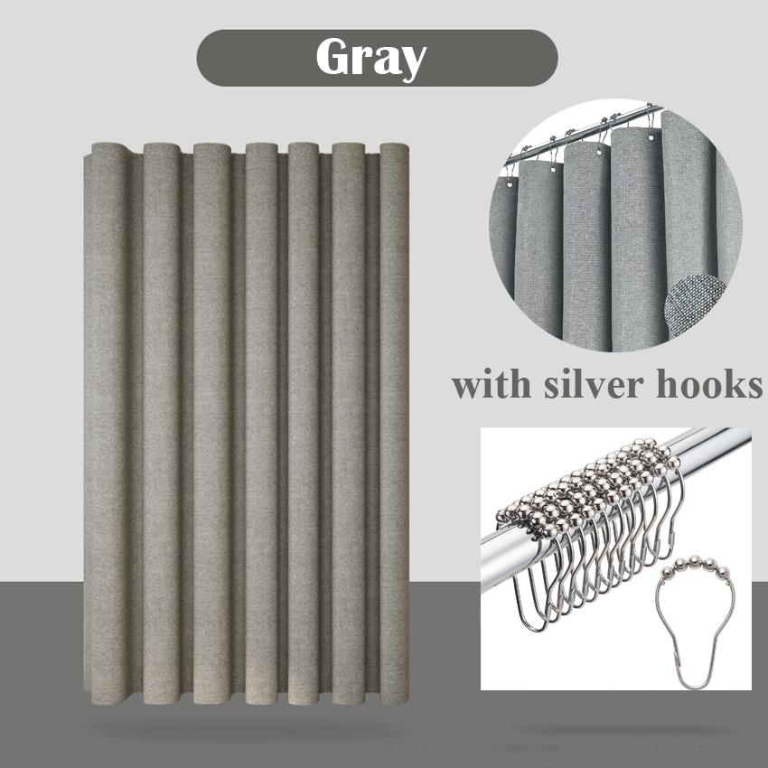 Плотная занавеска для душа с имитацией льна — фото 18