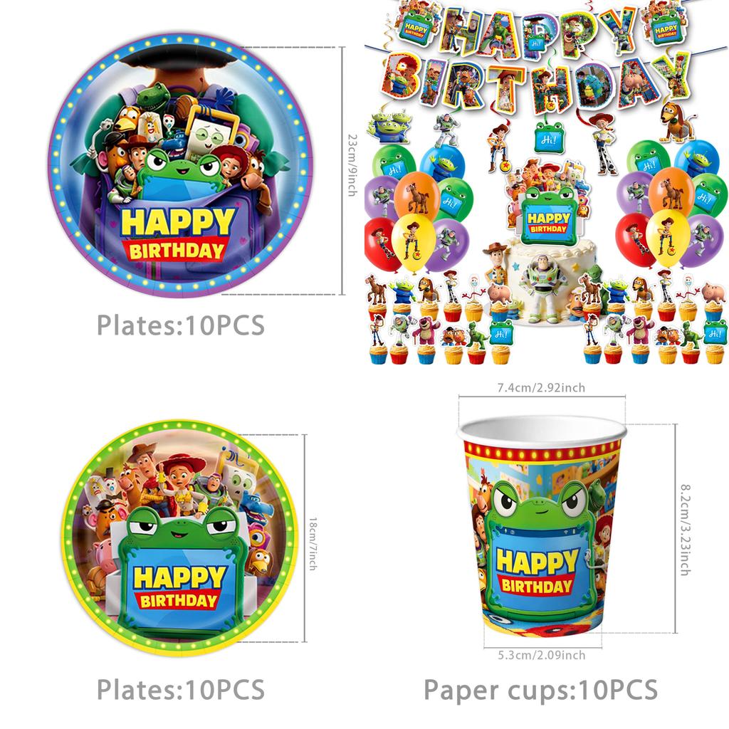 Conjunto de Artigos de Festa Toy Story Com Pratos de Papel e Faixa Para Celebração de Aniversário de Crianças