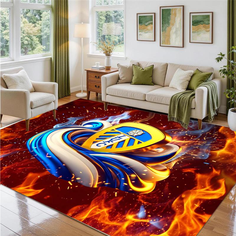 Leeds United Fußball Design Kristall Samt Teppich Weiche Dekorative Matte für Schlafzimmer Eingang