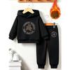 Classic bear print children's warm sports outfit with autumn/winter anime print - long-sleeved hoodie set