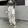 Women's High-Waist Slimming Love Heart Sports Pants - Trendy Spring/Summer Straight Casuals