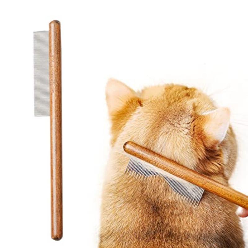 

Длинные расчески для кошек и собак Удаляет узлы и спутывания Расческа для ухода за домашними животными Расчески для домашних животных Расчески со стальными зубами и деревянной ручкой для кошек Pet Fine Teeth Comb