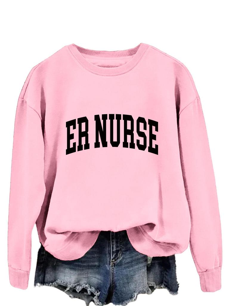 Spring-Fall ER Nurse Hoodie - Casual Round Neck Top