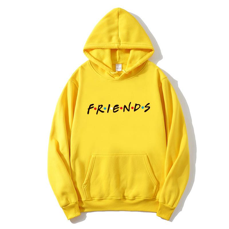Women's Hooded Long Sleeve Graphic Hoodie Loose Fit Preppy Style FRIENDS Letter Print Pullover Sweatshirt Casual Warm Top for Spring Daily Outfit