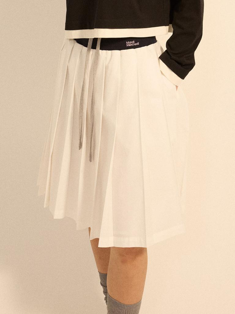 [mardimercredi] COTTON PLEATED MIDI SKIRT_WHITE