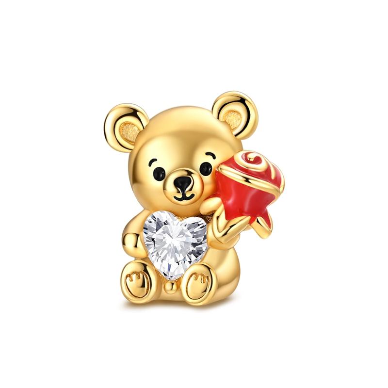 New Charms Pendant 925 Silver Sweet Bear Sun Moon Eyes Charms Beads Fit Bracelet Bangle Necklace For Women Jewelry Gift