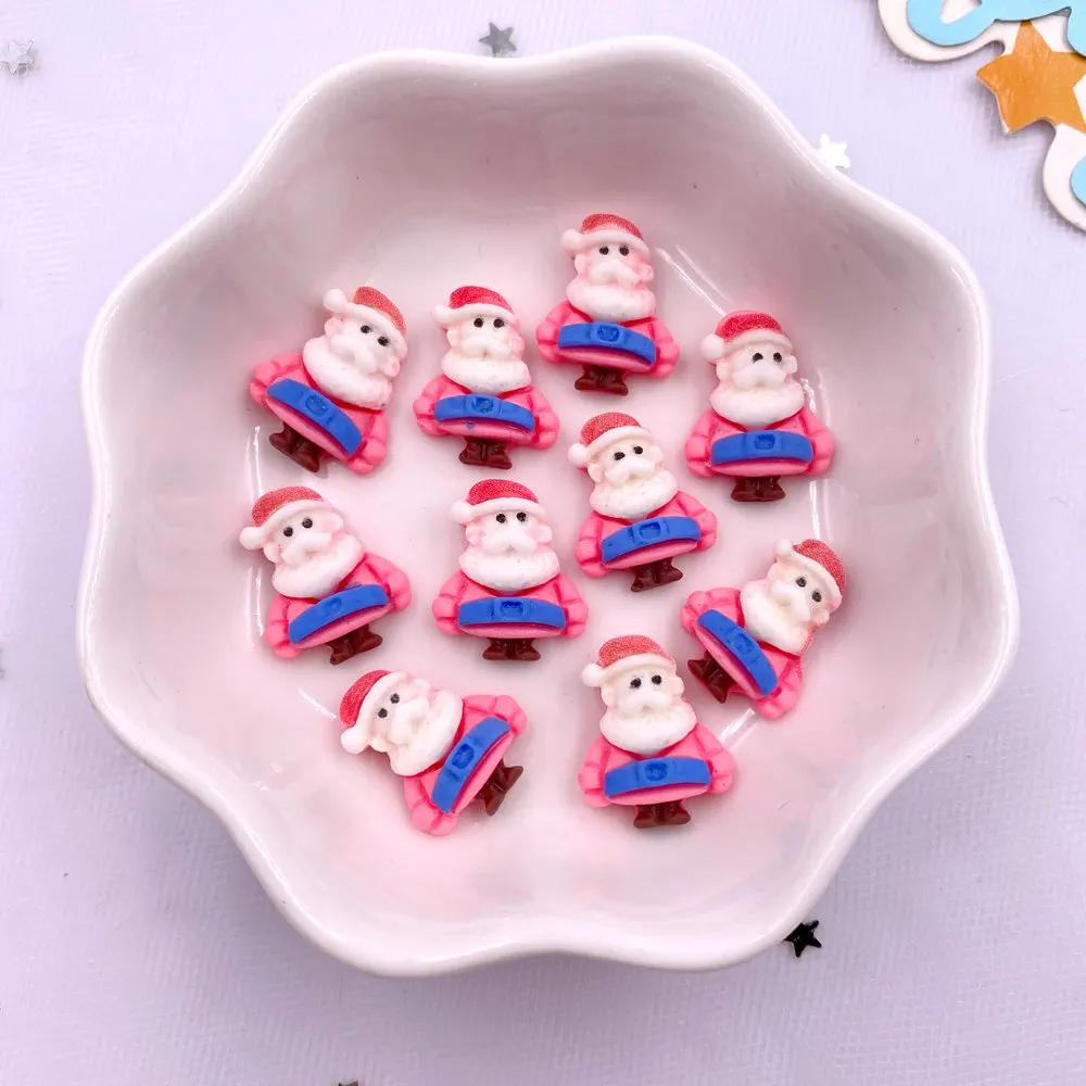 20pcs Resin Mini Colorful Painted Christmas Snowman Tree Santa Claus Deer Snowflower Bow Flatback Figurines DIY Scrapbook Crafts