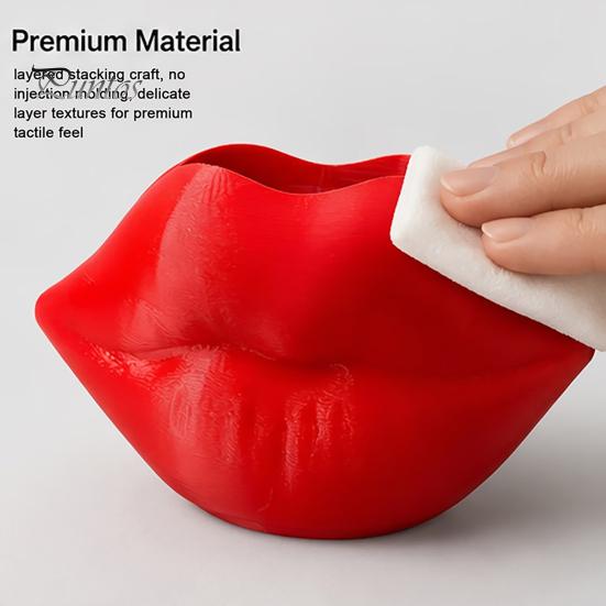 Creative Gift for Beauty Lovers Lip Shaped Storage Box, Decorative 3D Printed PLA Sculpture, Modern Home Office Ornaments Art Ornament Makeup Brushes
