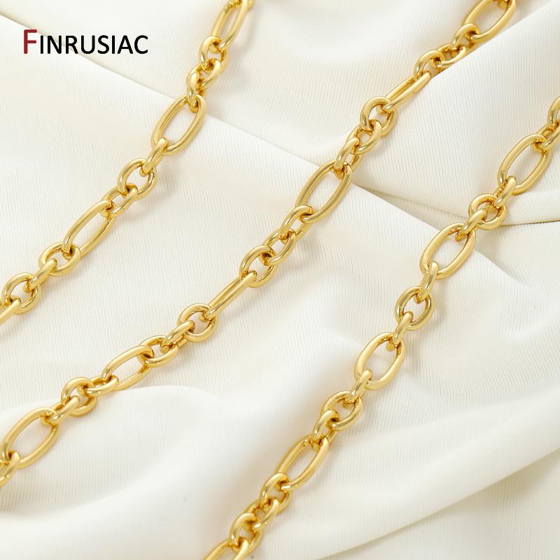 18K Gold Plated Brass 3:1 Special Chain Figaro Chain,High Quality Metal Chain for DIY Necklace Bracelet Making Accessories