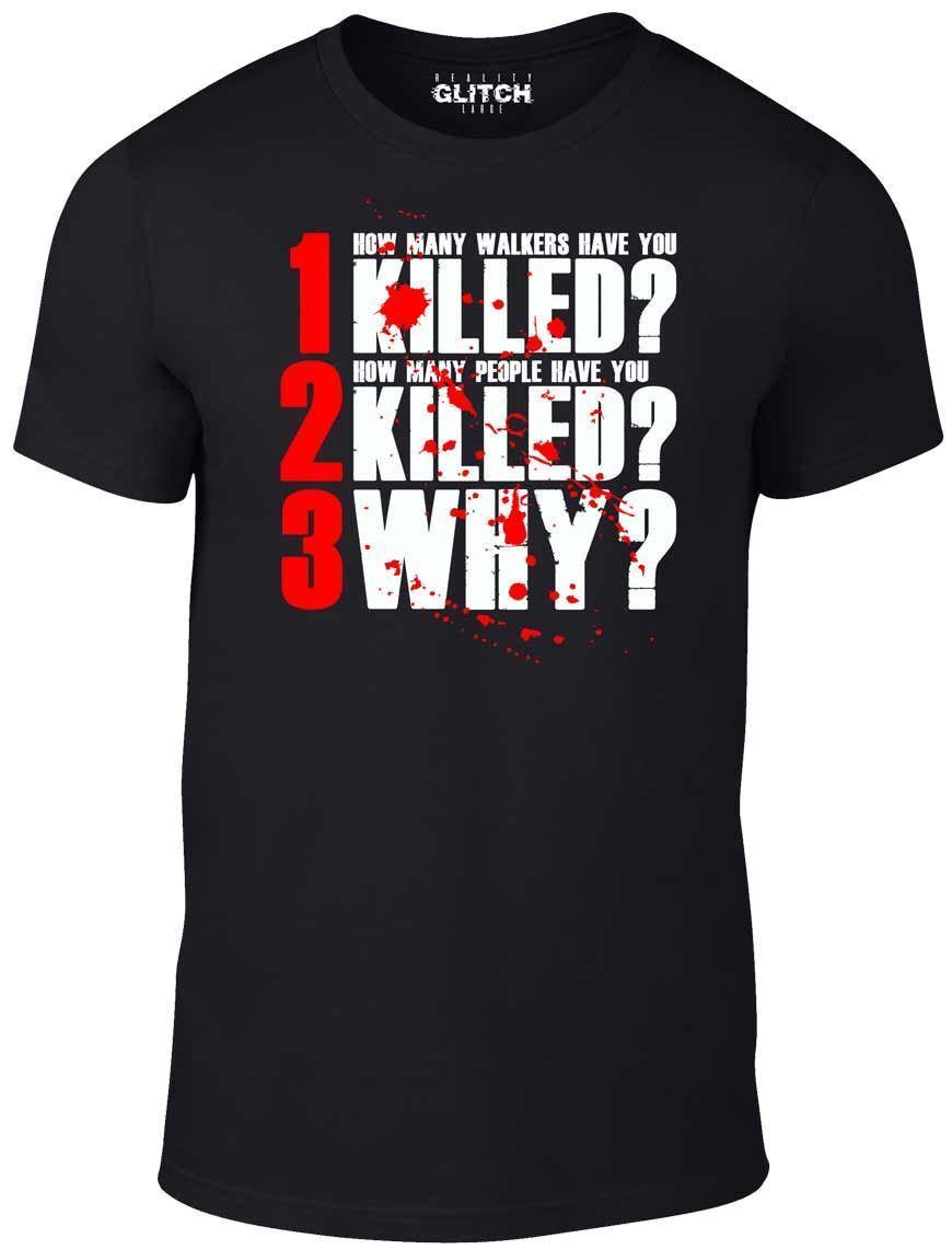 The 3 Questions T-Shirt Mens Womens Tees Top - Inspired by Walking Dead Zombie Rick Grimes Walkers L