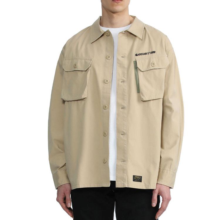 Carhartt WIP Solid Color Logo Embroidered Pocket Long Sleeve Shirt Men shirts Beige CHXSTA221037I-BGX