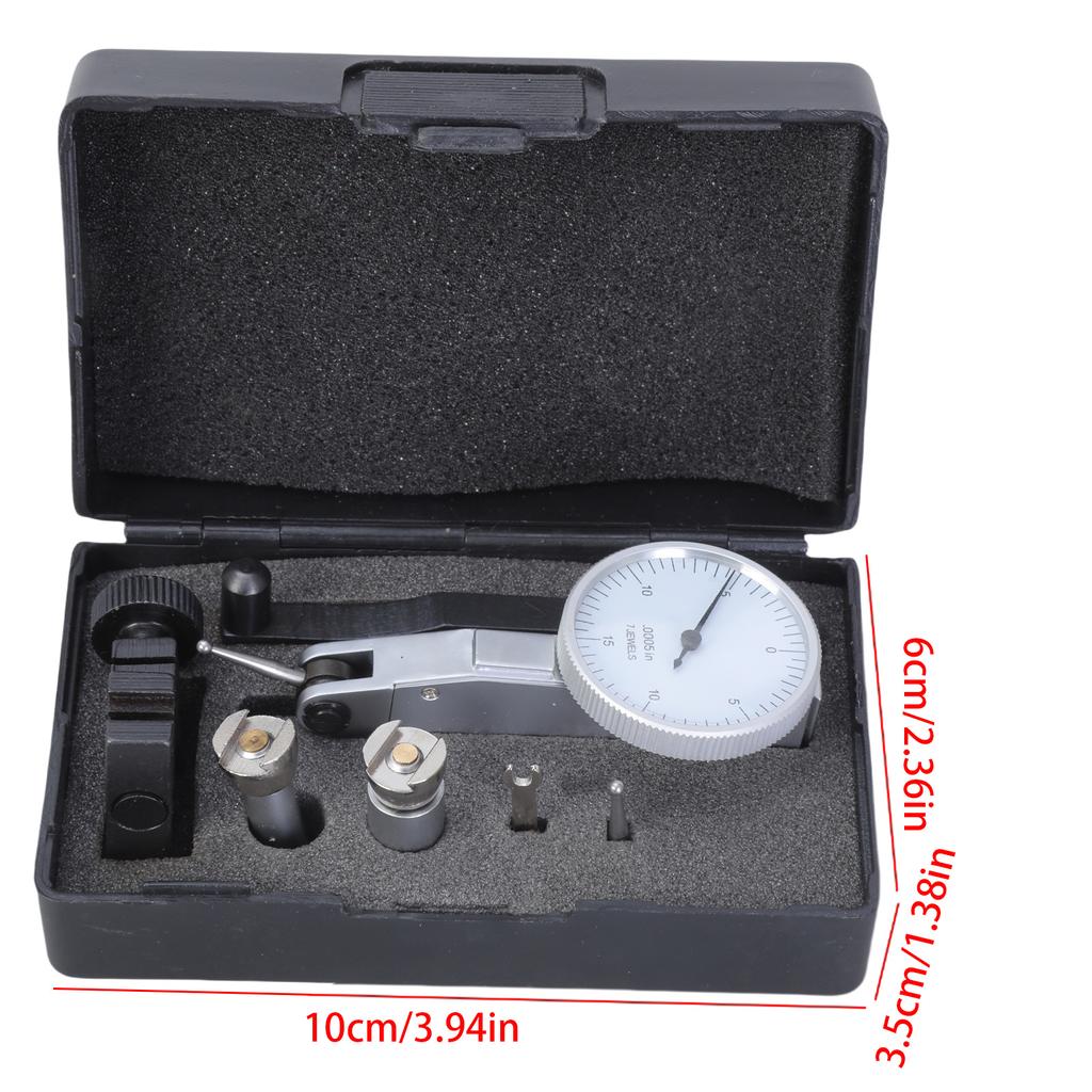 0-15-0 Dial Reading Dial Test Indicator White Dial Face Dial Gauge Lever Gauge with Dovetail Mount Accessories and Case