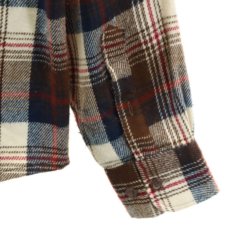 Sears 70s 80s Made In Korea Acrylic Vintage Check Pattern Long Sleeve Flannel Shirt Men's Used