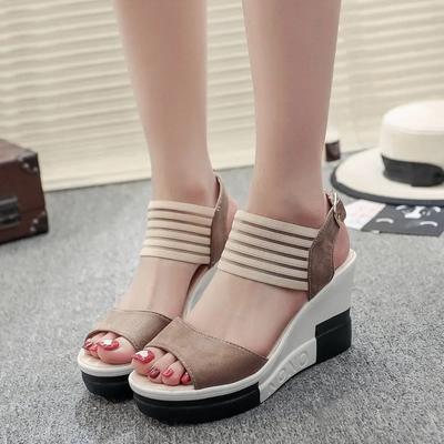 Fashion Summer New All-match Wedge Heel Fish Mouth Women's Shoes Super High Heel Sandals Platform Height Increase Sandals