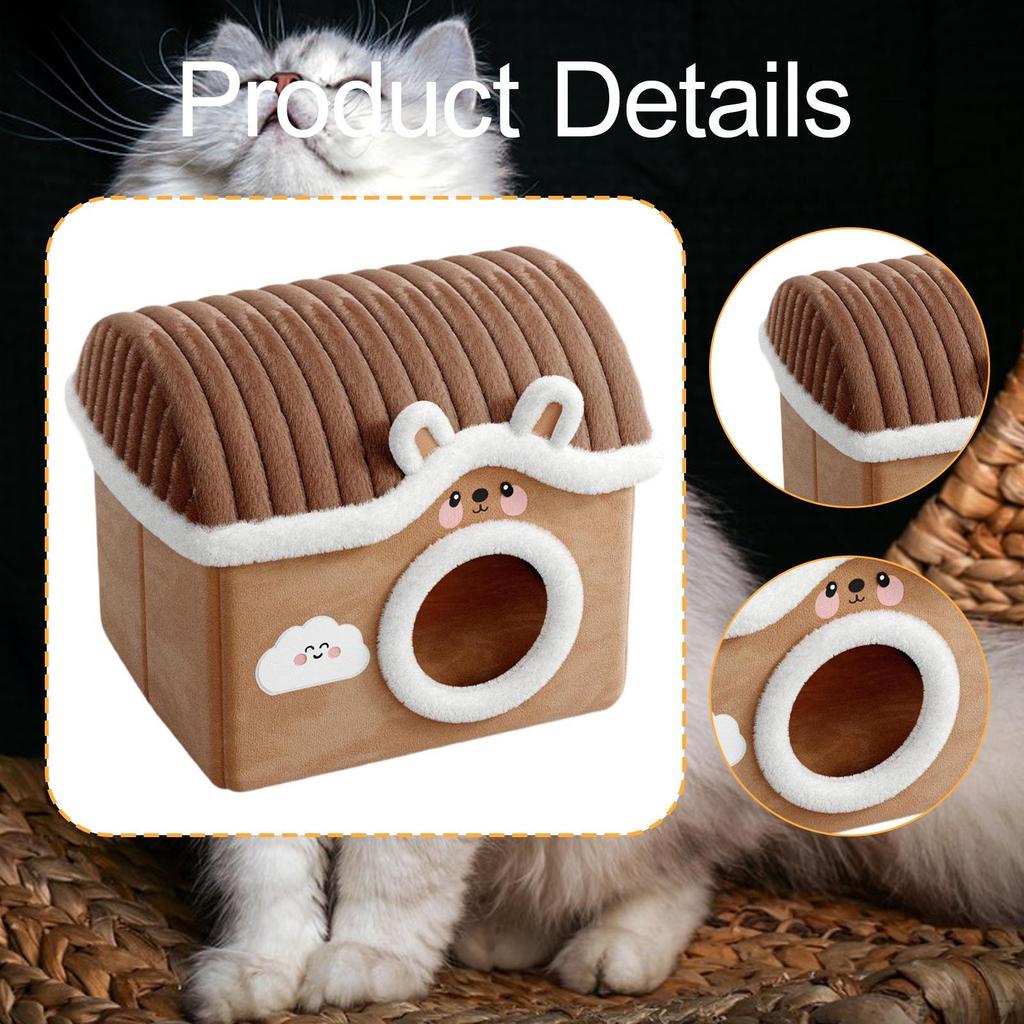 Cat Bed Cave House for Indoor Cats Removable Cushion Warm Non Slip Bottom Comfortable Winter