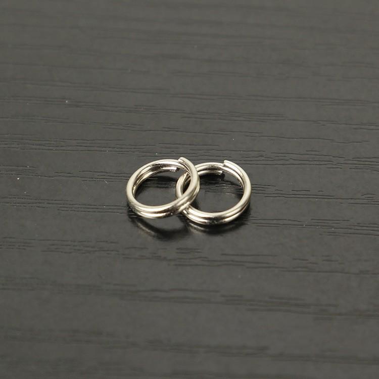 Stainless Steel Double Ring Keychain with Spring Ring for Fishing Gear