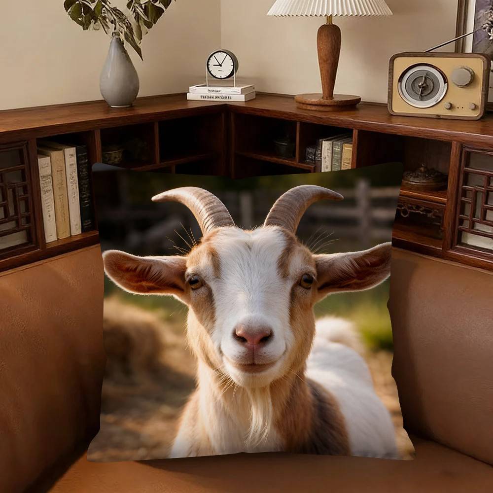 Goat Face Pillow Case Fashion Square Pillowcase Bedroom Sofa Room Ins Decoration Leisure