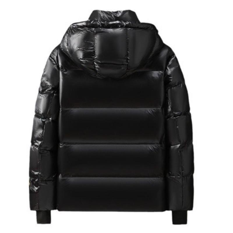 Winter black and gold down jacket short long thickened simple men's and women's glossy jacket tide