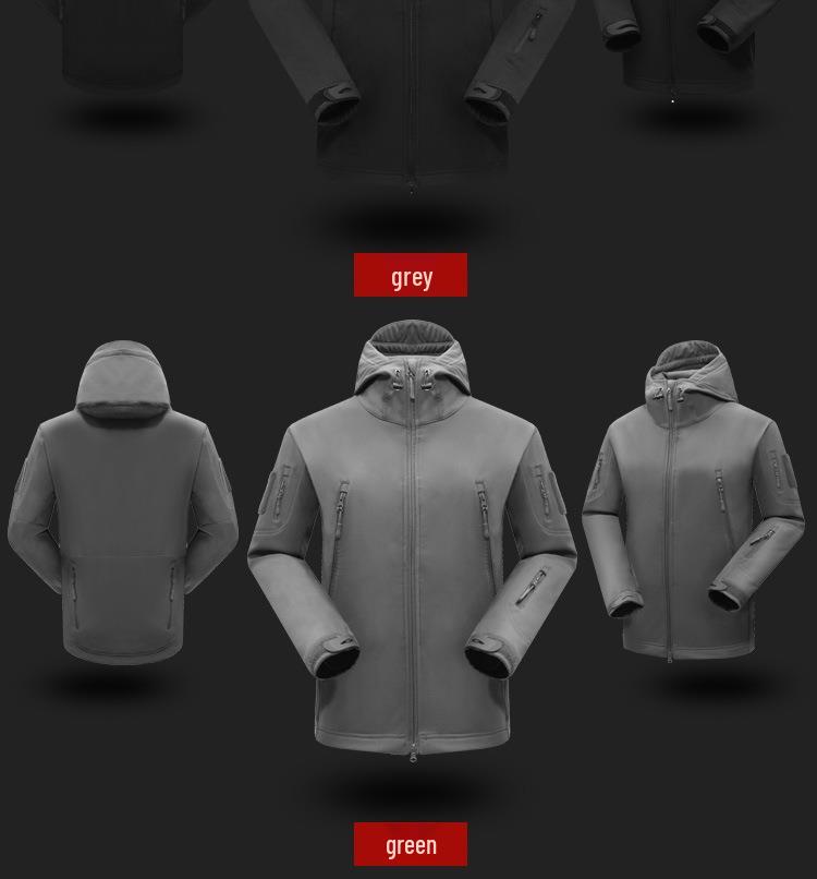 Men's Military Tactical Windbreaker Set: Waterproof, Warm, Outdoor Softshell Jacket with Plus Velvet for Mountaineering.
