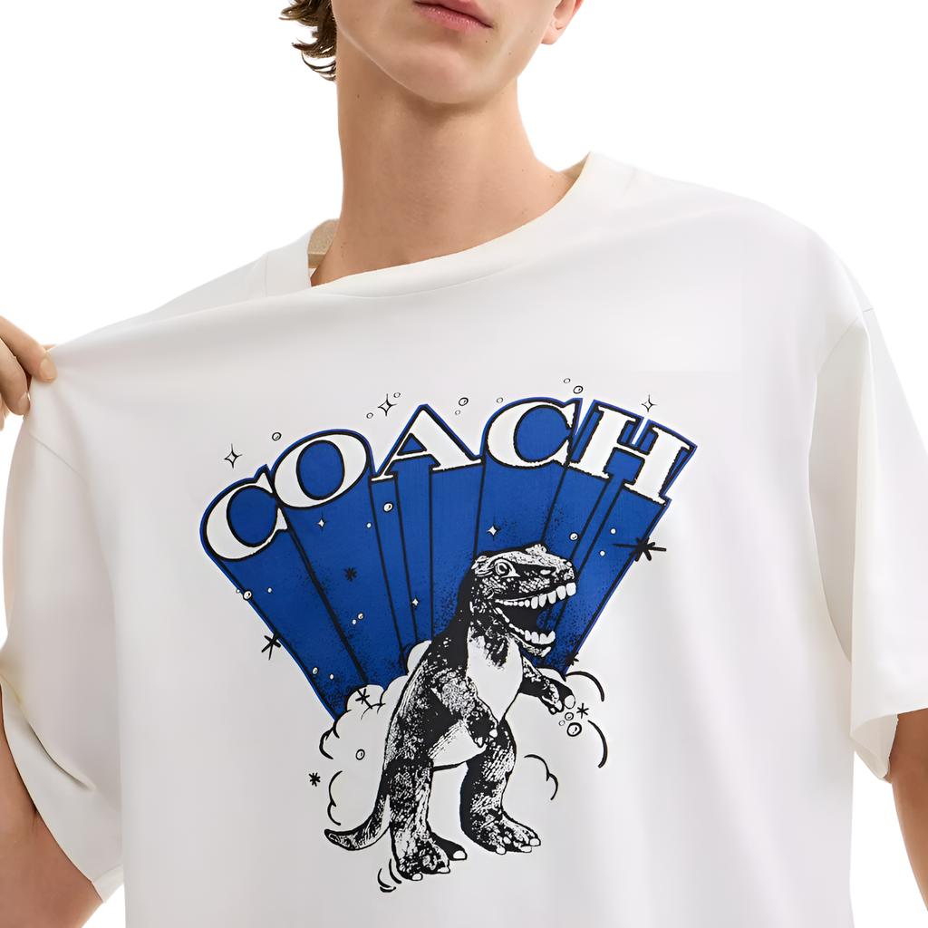 COACH T-Shirts Men's White Crew Neck Moderate CCT56-YHO