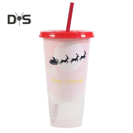 

710 мл Солом’яна чашка для легкого чищення. Різдвяні елементи. Довговічна чарівна солом’яна пляшка для води, що змінює колір.