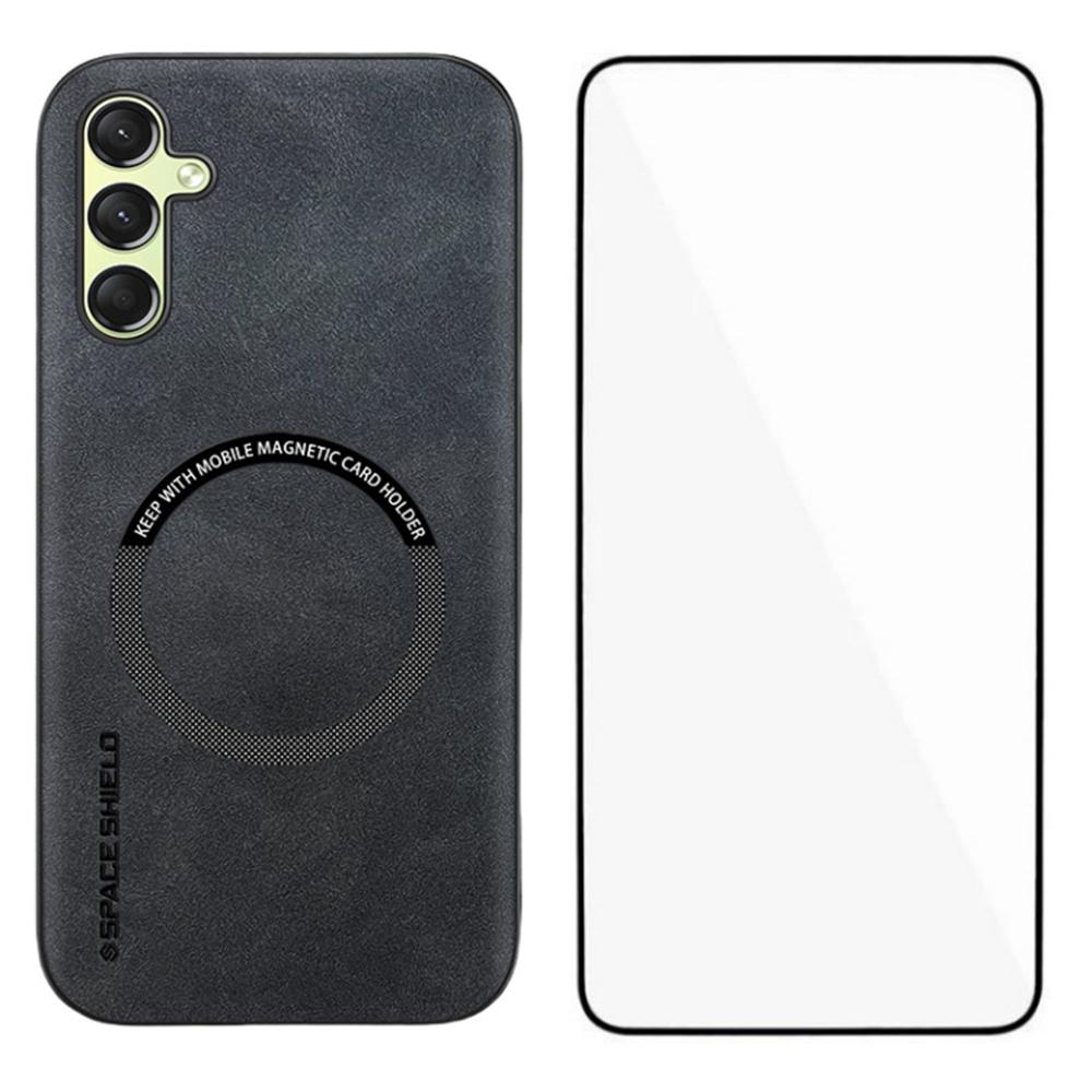 WANLONFENG YBP Series For Samsung Galaxy A16 5G/4G Magnetic Case with Tempered Glass Film PU Leather+TPU Phone Cover Large Cutout