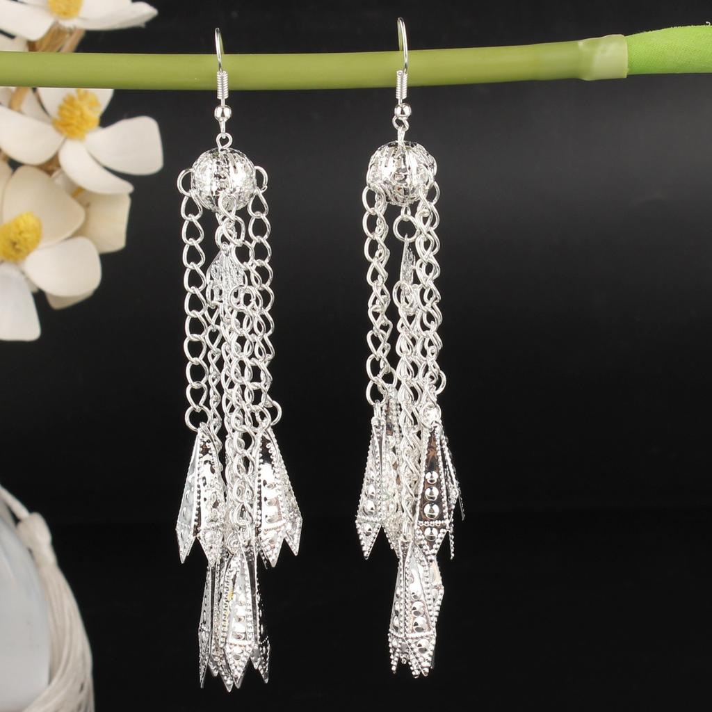 Turquoise Earrings Bohemian Drop Ear Earrings with Tassels, Geometric Alloy, Retro Style, Boastful Ear Accessories