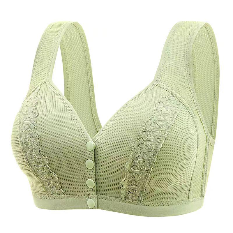 Large Thin Front-Button Bra for Middle-Aged and Elderly Mothers, No Steel Ring, Full-Cup Vest