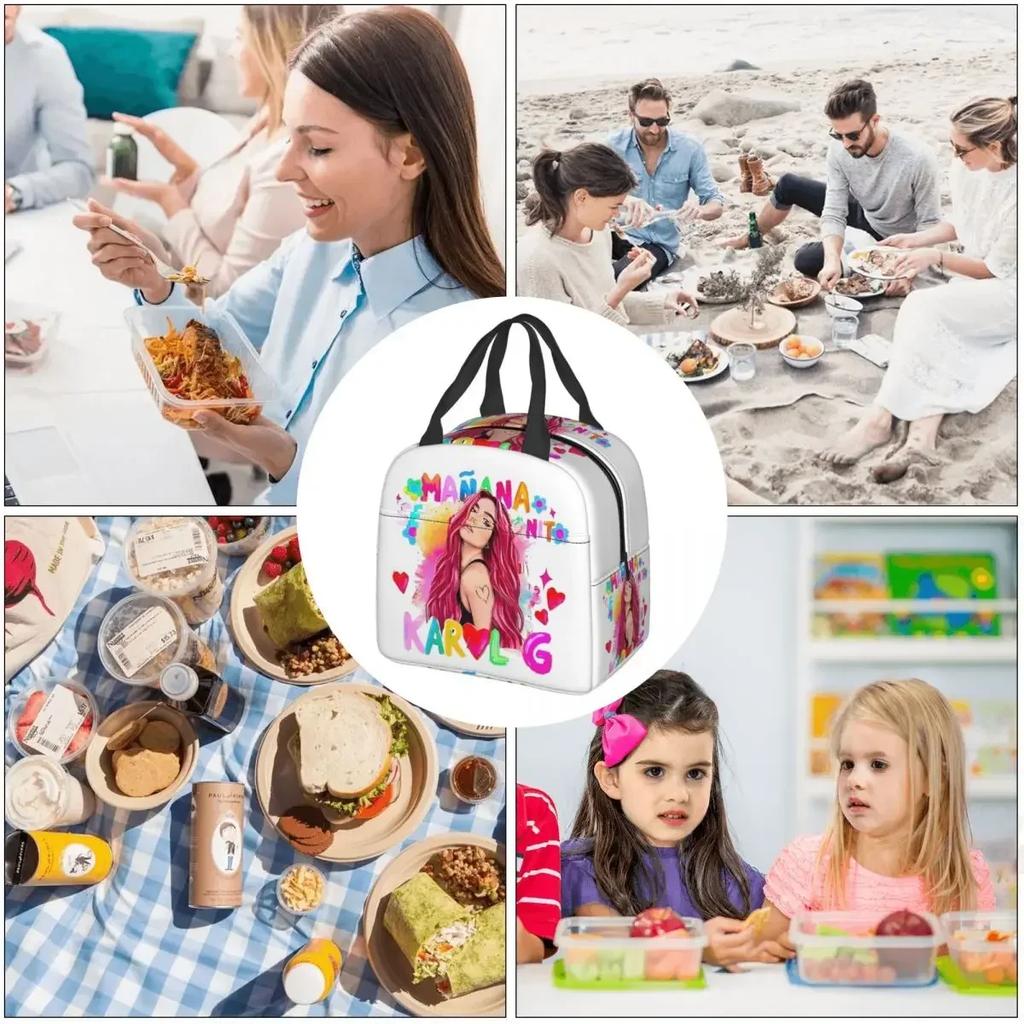 Karol G Manana Sera Bonito Insulated Lunch Bag for Women Children Portable Food Boxes Thermal Lunch Box Tote